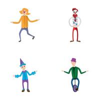Clown performance icons set cartoon vector. Circus clown vector