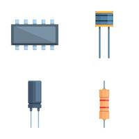 Electrical resistor icons set cartoon vector. Various resistor and capacitor vector