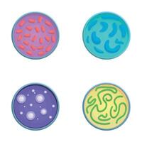 Different microorganism icons set cartoon vector. Bacteria virus and protozoa vector