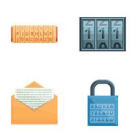 Encryption icons set cartoon vector. Various type of encryption vector