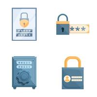 Safety access icons set cartoon vector. Security of personal data vector