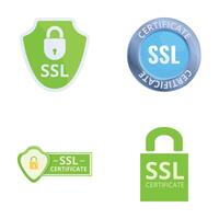Secure connection icons set cartoon vector. Secure sockets layer certificate vector