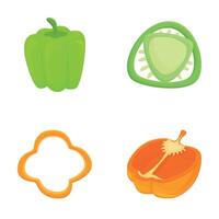 Pepper icons set cartoon vector. Different sort of pepper in various color vector