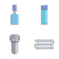 New filter icons set cartoon vector. Water purification and filtration system vector