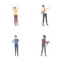 Implementation concept icons set cartoon vector. People achieve result vector