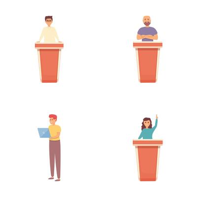 Test game icons set cartoon vector. People testing game application