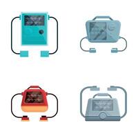Aed icons set cartoon vector. Automated external defibrillator vector