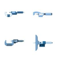 Digital caliper icons set cartoon vector. Laboratory electronic micrometer vector