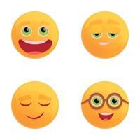 Facial expression icons set cartoon vector. Smiley with different emotion face vector