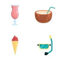 Summer rest icons set cartoon vector. Attribute of summer holiday vector