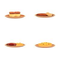 Breakfast icons set cartoon vector. Different type of dish vector