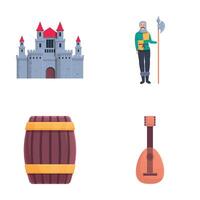 Medieval period icons set cartoon vector. Middle ages attribute vector