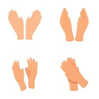 People applaud icons set cartoon vector. Set of different clapping hand vector