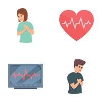Cardiogram icons set cartoon vector. Heartbeat rate at monitor and display vector