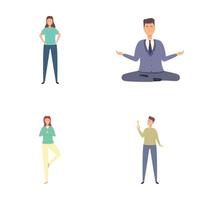 Problem solving icons set cartoon vector. Personal development and improvement vector