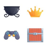 Computer game icons set cartoon vector. Design element of video game vector