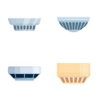 Fireproof device icons set cartoon vector. Smoke control system vector