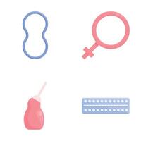 Contraception icons set cartoon vector. Different type of contraception vector