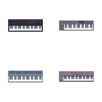Various synthesizer icons set cartoon vector. Electromusical techno synthesizer vector