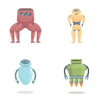 Various robot icons set cartoon vector. Modern electronic robot vector