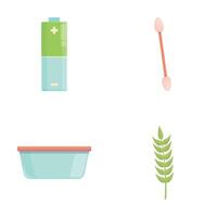 Recyclable garbage icons set cartoon vector. Various used item for recycling vector