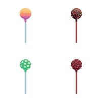 Various lollipop icons set cartoon vector. Round multicolored candy on stick vector