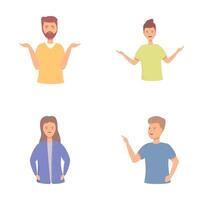 Joyful character icons set cartoon vector. Glad character with positive emotion vector
