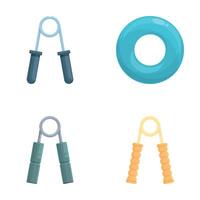 Hand expander icons set cartoon vector. Different type of wrist expander vector