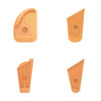 Retro gusli icons set cartoon vector. Slavic stringed musical instrument vector