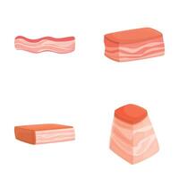 Vector set featuring different styles of bacon slices suitable for foodrelated designs