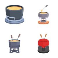 Set of assorted fondue pots on white background vector