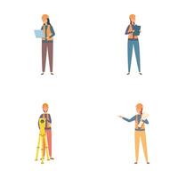 Set of engineering professionals in action vector