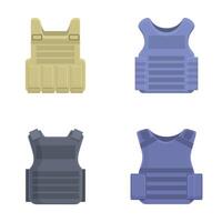 Assorted tactical vests icons set vector