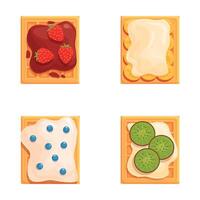 Assorted toast toppings vector set