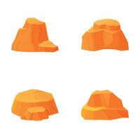 Set of four cartoonstyle isolated boulders for landscape design elements vector