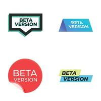 Collection of colorful beta version stickers in various shapes for software releases vector