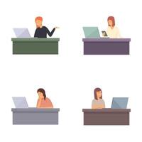 Diverse set of people working on laptops vector