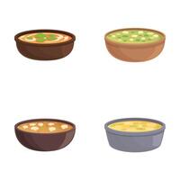 Assorted cartoon soup bowls collection vector