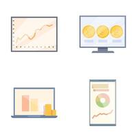 Diverse financial analytics icons set vector