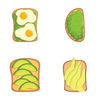 Assorted avocado toast vector illustrations
