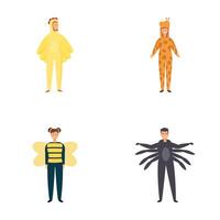 Set of cartoon characters in fun insect costumes vector