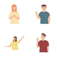 Set of diverse people expressing different emotions vector