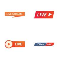 Live stream button set icons vector