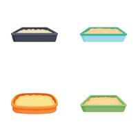 Set of four colorful litter boxes with sand vector