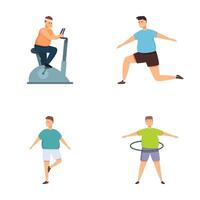 Set of men engaging in different exercises vector