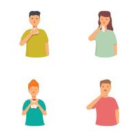 Set of cartoon characters gesturing silence vector