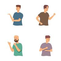 Set of men gesturing with different emotions vector
