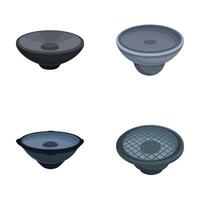 Set of four different speaker cones isolated on white vector