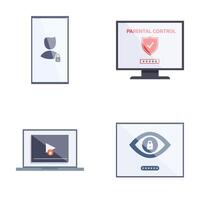 Collection of vector icons representing digital security and privacy concepts