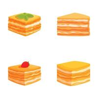 Assorted cartoon cake slices set vector